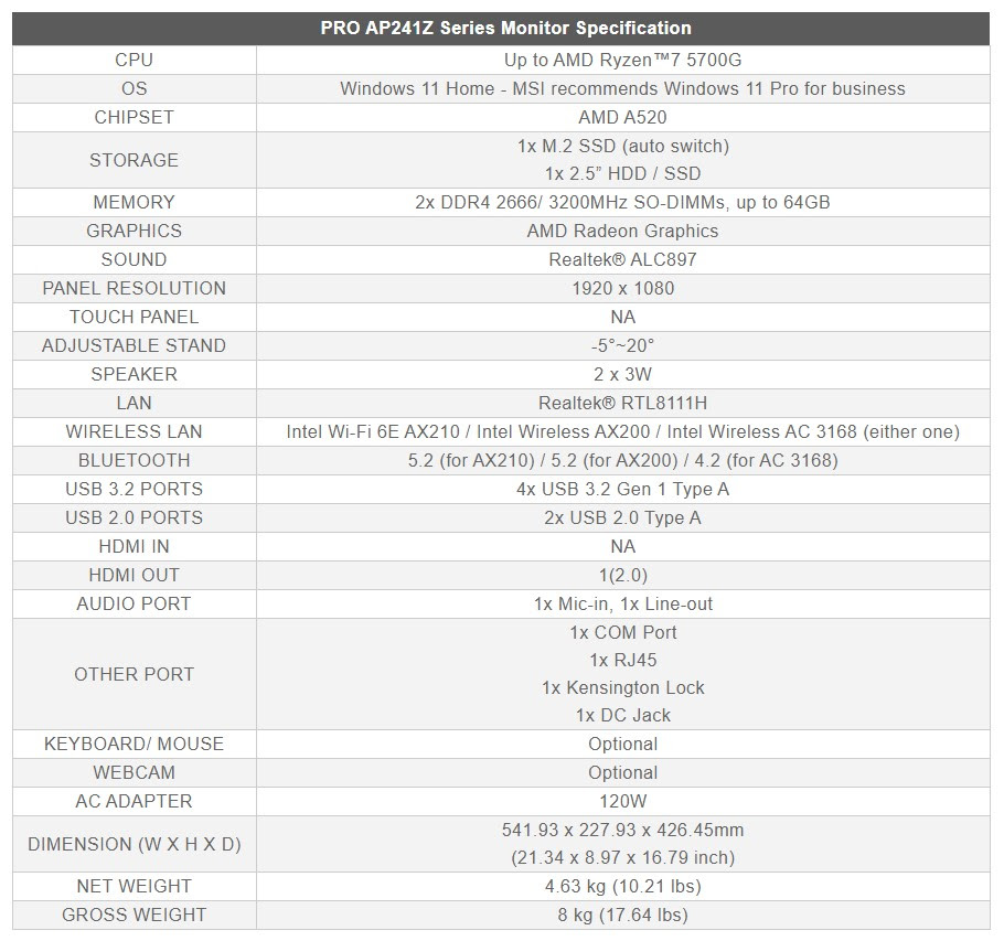 MSI PRO AP241Z 5M 2 be4c7